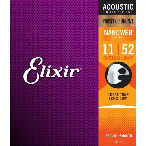 [16027] Elixir 16027 Encordadura para Guitarra Electroacústica 0.011 - 0.052 Nanowew 80/20 Bronze