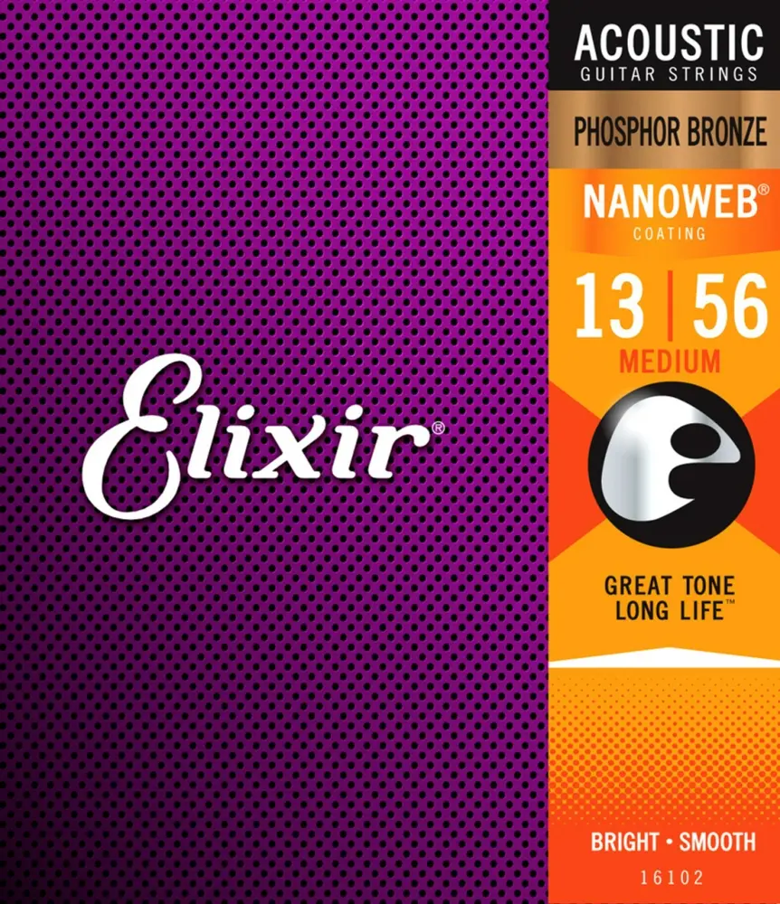 Elixir 16102 Encordadura para Guitarra Electroacústica 11-56 Nanoweb