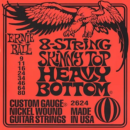 [2624] Ernie Ball 2624 Encordadura Skynny Top Heavy para Guitarra Eléctrica de 8 Cuerdas