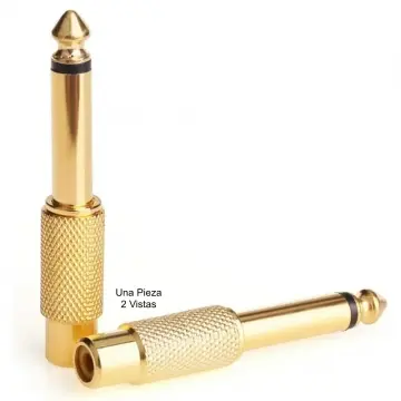 [ADJRCAP63] ADJRCAP63 Adaptador de Jack RCA Hembra a Plug 6.3mm Monoaural Dorado