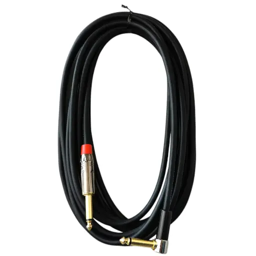 [CPEP6MBLK] Only Music CPEP6MBLK Cable Plug Escuadra 6.3mm a Plug Recto 6.3mm Monoaural 6 Metros