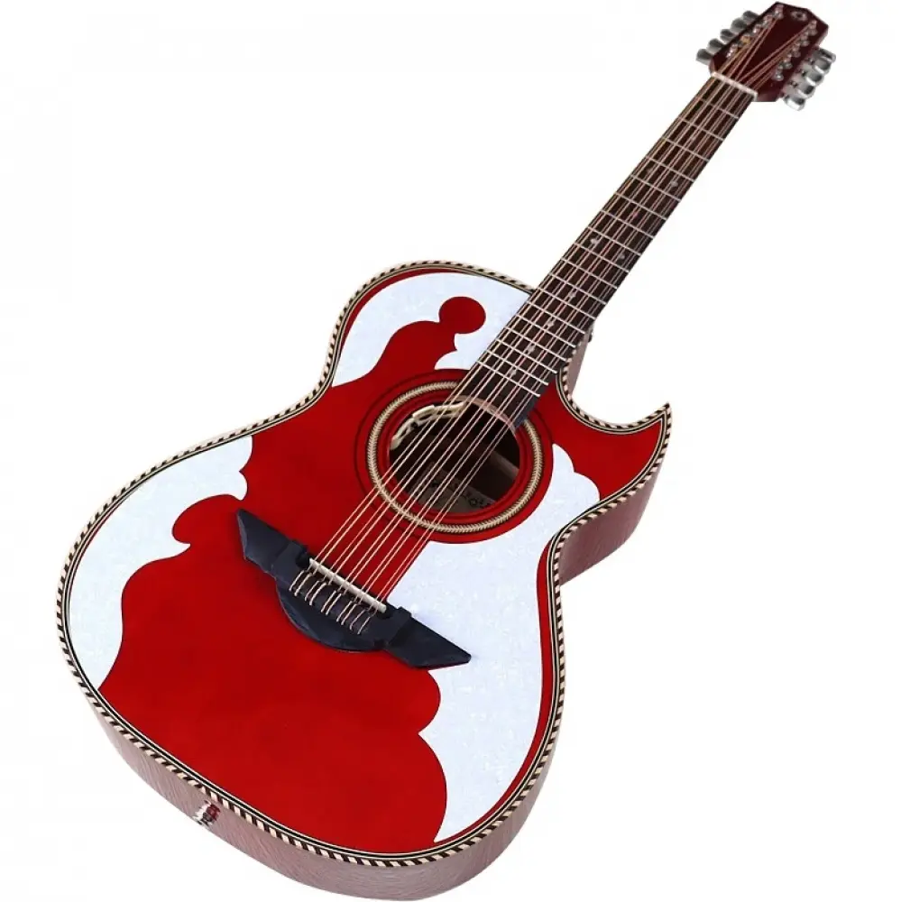 AC20Y016 Bajo Quinto Rojo Decorado con Mica